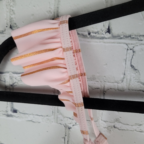 BETSEY JOHNSON | ruffle stripe swim bikini top - Picture 2 of 8